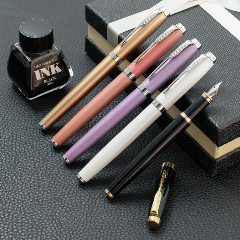 刻字钢笔高档碳素墨水墨胆明尖名笔礼签伴手钢笔