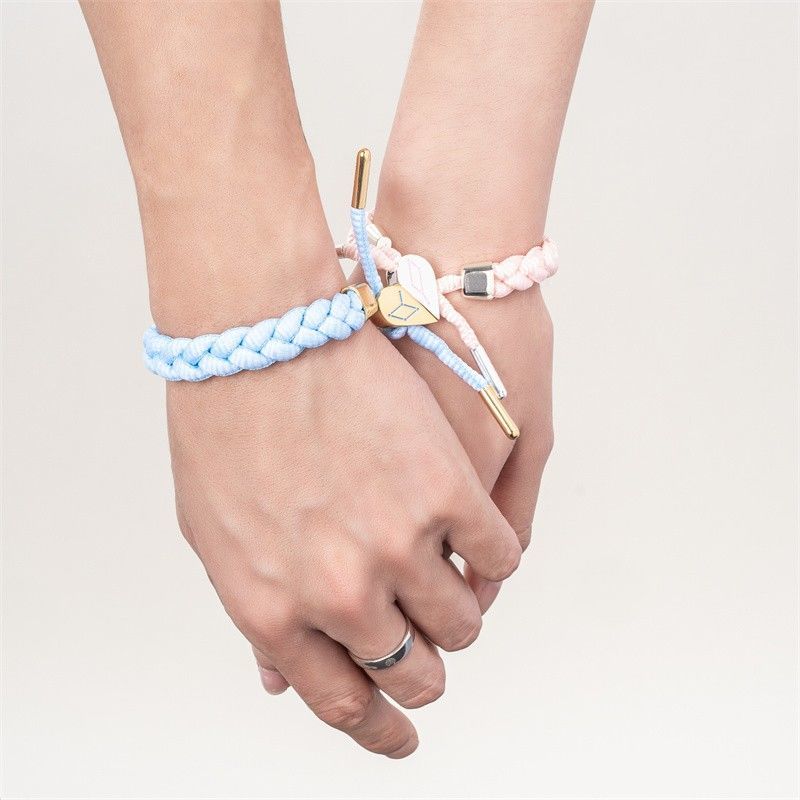 欧美编织小狮子手链七夕限定情侣一对爱心手绳手链