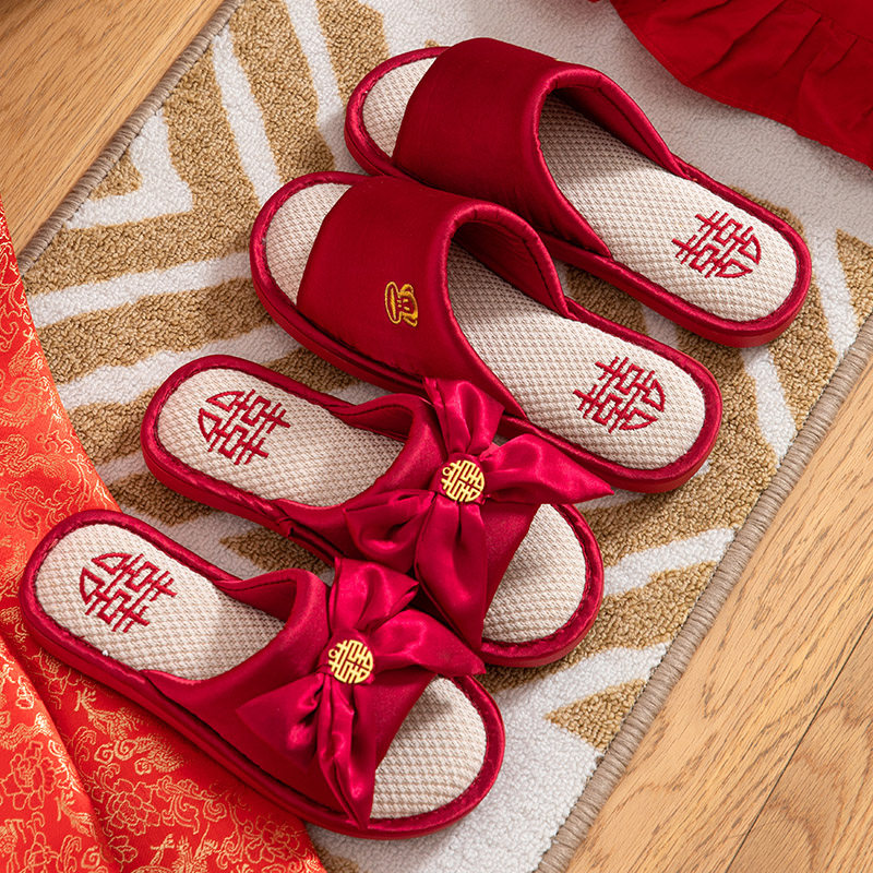 拖鞋大嘴猴结婚陪嫁婚庆新婚喜庆本命年大红红色居家婚庆拖鞋