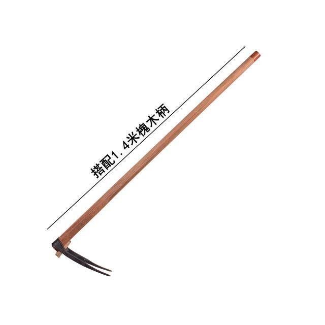 林农用两齿锄地农具全挖t挖土种地钢头翻地开垦松土二齿耙子钉