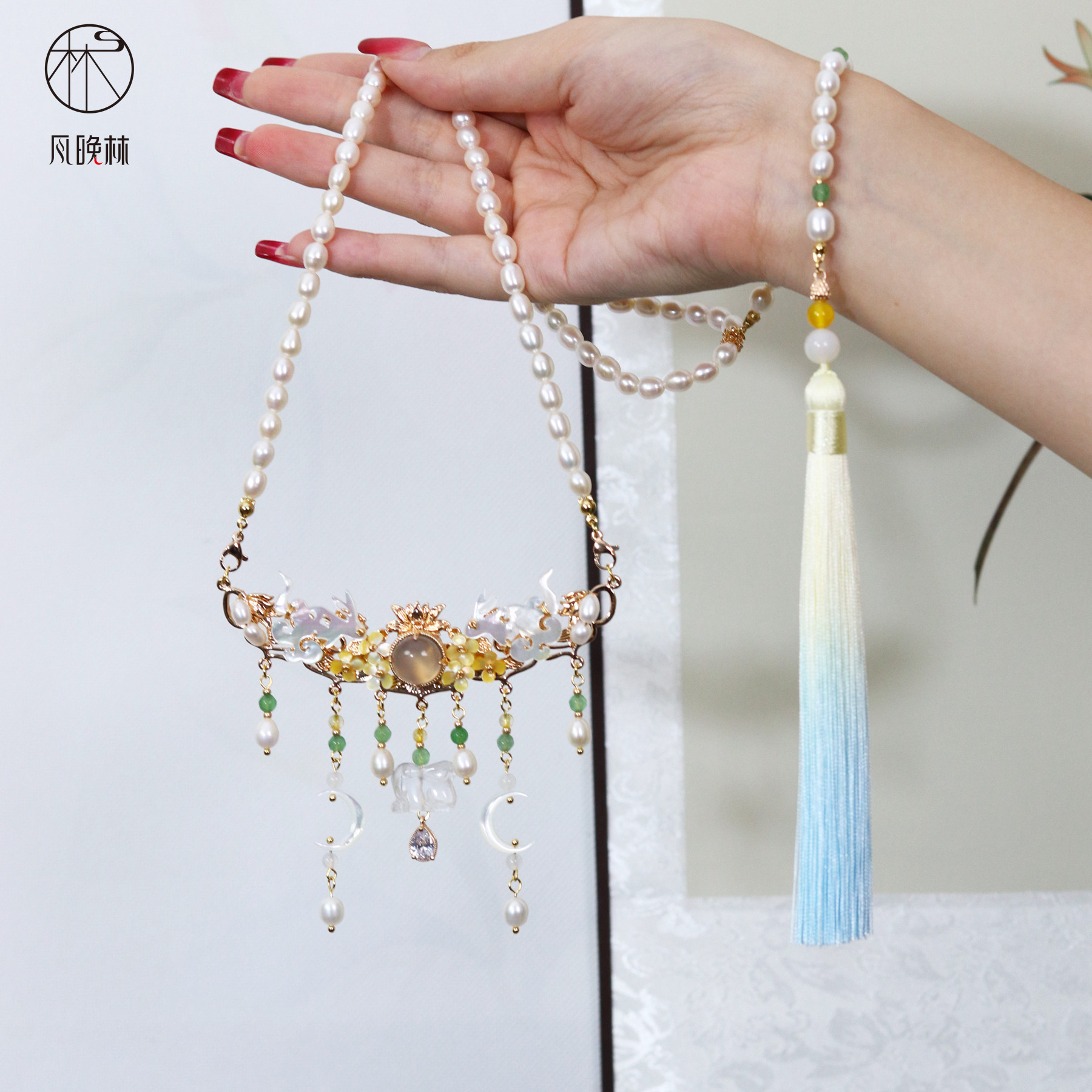 风晚搭配饰品项圈配饰璎珞流苏长流旗袍林原创发饰