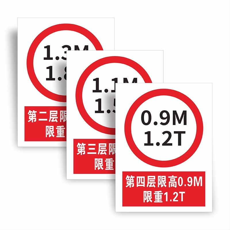 限重限高限宽限速标识牌仓库货架限载承重1吨2吨3吨限制高度3米 4.