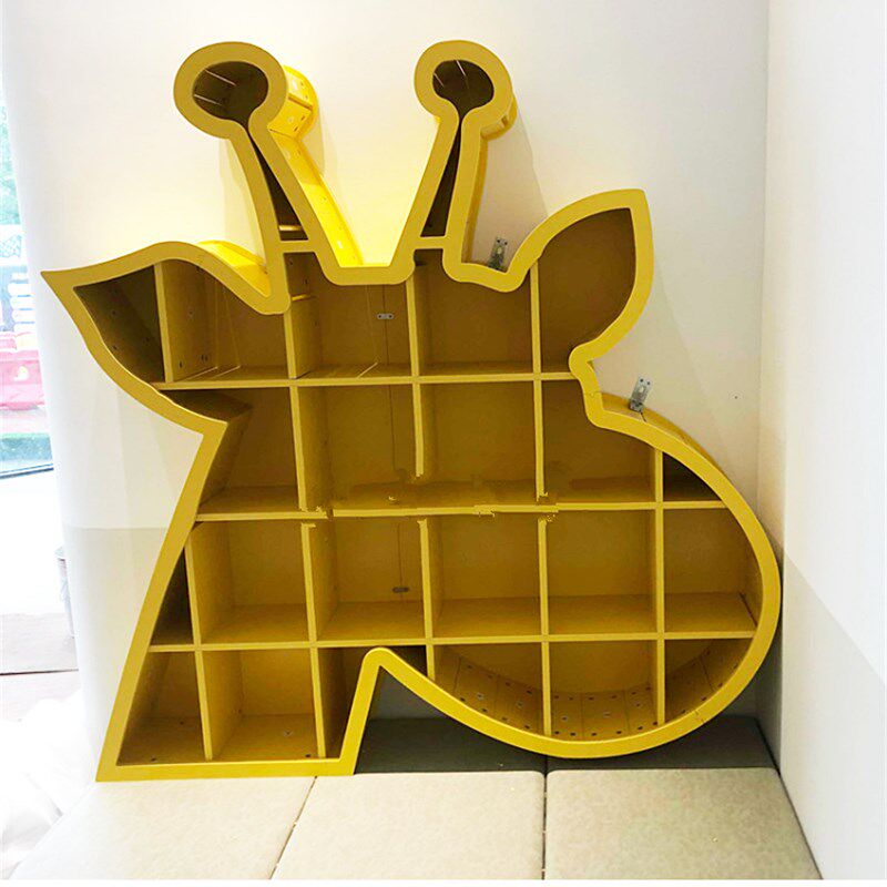 实木长颈鹿墙壁书架儿童装饰书柜幼儿园学校书馆书架