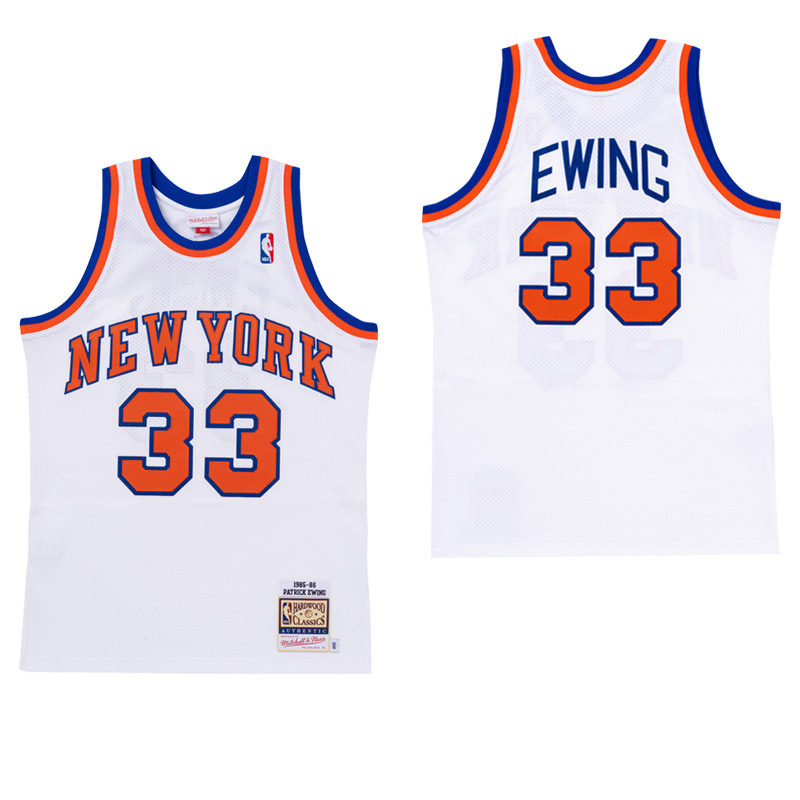 mitchell ness复古球衣au球员版 nba尼克斯队85 86赛季 尤因篮球服