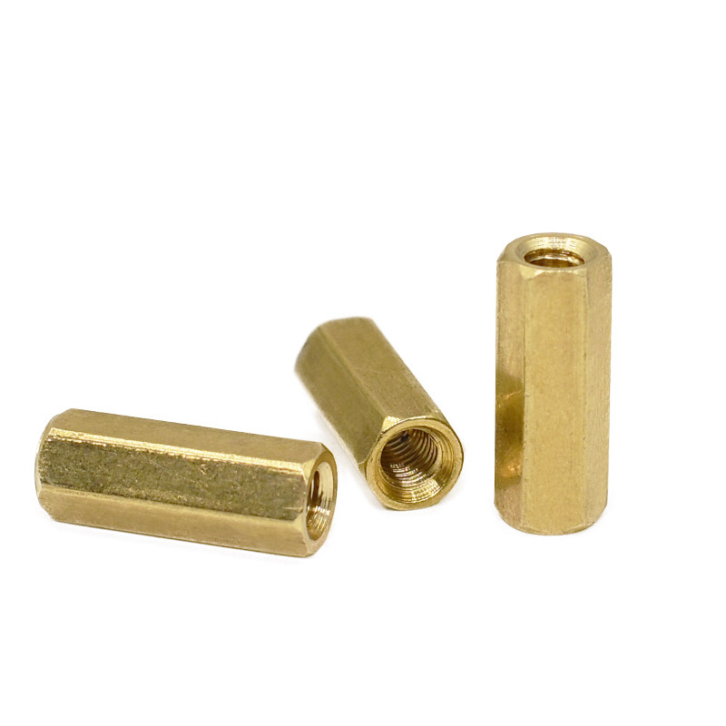 六角双通铜柱 m3铜柱空心铜柱螺柱隔离螺柱黄铜支撑柱m3*4-m3*60