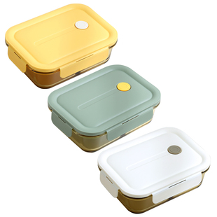 梵施家品饭盒微波炉加热专用上班族带饭餐盒玻璃保鲜盒分隔便当盒