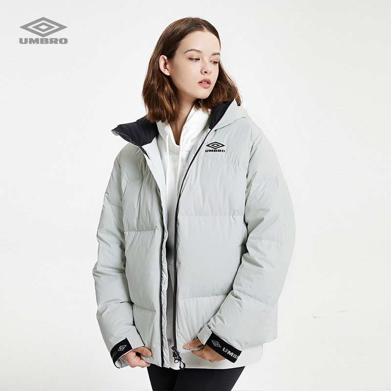 umbro茵宝男女女同羽绒服冬季字母连帽可拆卸鸭绒瑜伽外套