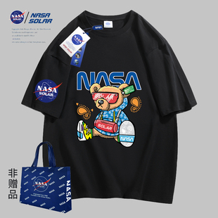 NASA SOLAR联名夏季新款卡通印花情侣休闲圆领运动日常短袖FY