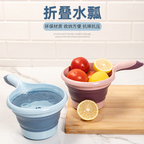 Baby Bath Water Scoop Spoon Wash Head Spoons Cup Mini Scoop Water Spoons Home Long Handle Folding Water Kitchen Thickened Plastic