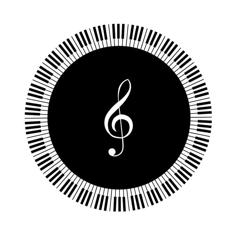 钢琴地垫圆形logo防滑键盘五线谱高音符地毯三角地毯