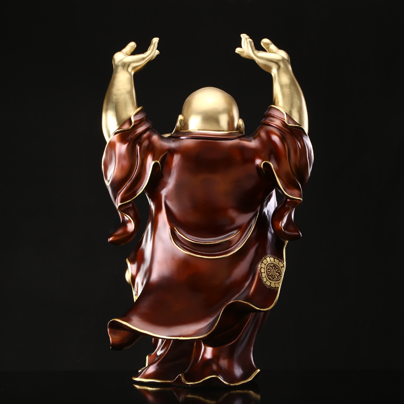 圆通佛像大号切金托天笑佛摆件公司摆件