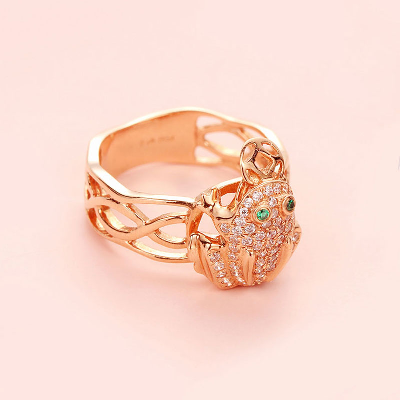 菲梵紫金俄罗斯金蟾戒指女镀18k彩金奢华华大戒指