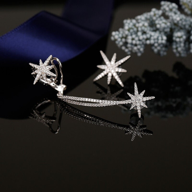 apmmonaco六芒星耳钉不对称星星耳环个性简约耳夹耳环