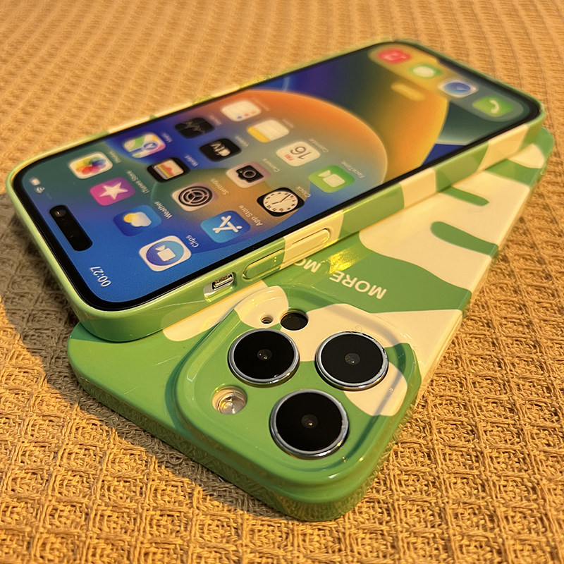 绿色发适用iphone14苹果13手机壳菲林max防摔14plus硬壳13pro女款12