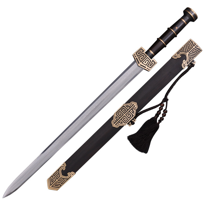 龙泉市周氏刀剑 秦始皇剑 全手工秦剑 一体钢剑镇宅宝剑未开刃-图1