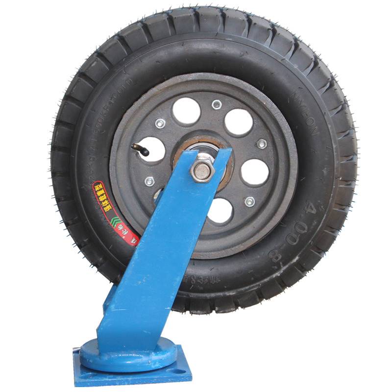 16寸充气万向轮免充气实心轮胎带支架加重型脚轮400-8加厚定向轮