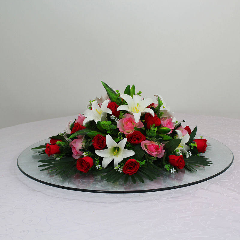 酒店餐桌转盘圆形餐台装饰桌面摆花花台仿真仿真绿植