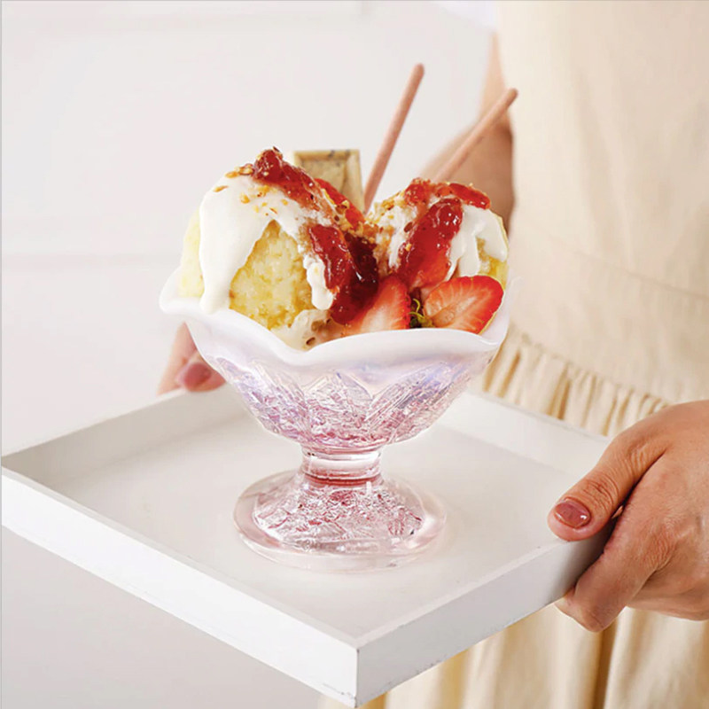 日本东洋佐佐木进口创意冰淇淋芭菲甜品碗奶昔杯玻璃杯