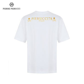 PP Italian Men's 2023 Summer New Fashion Versatile Round Neck Short Sleeve Skull Print Casual T-Shirt