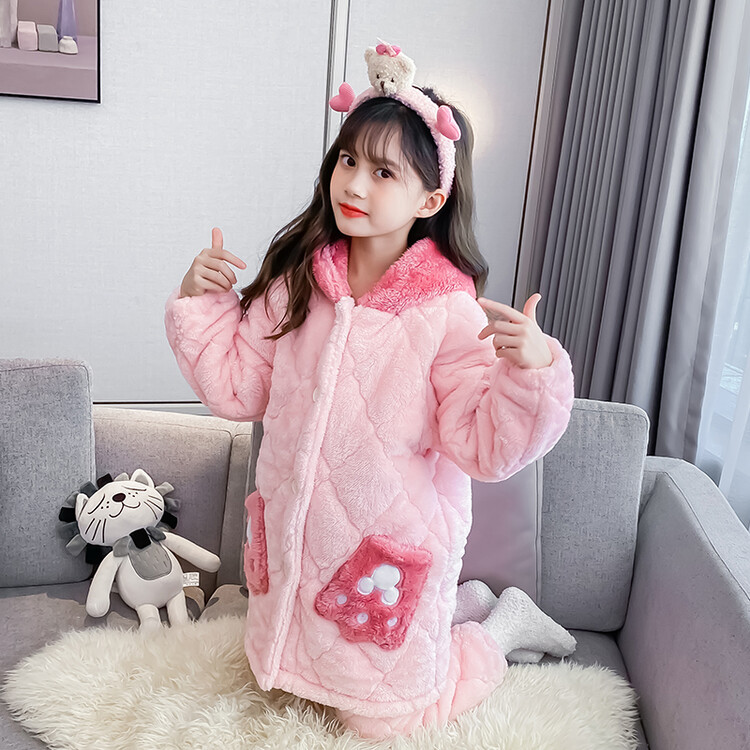 儿童睡衣2022年新款秋冬女童秋季女孩法兰绒宝宝家居服套装