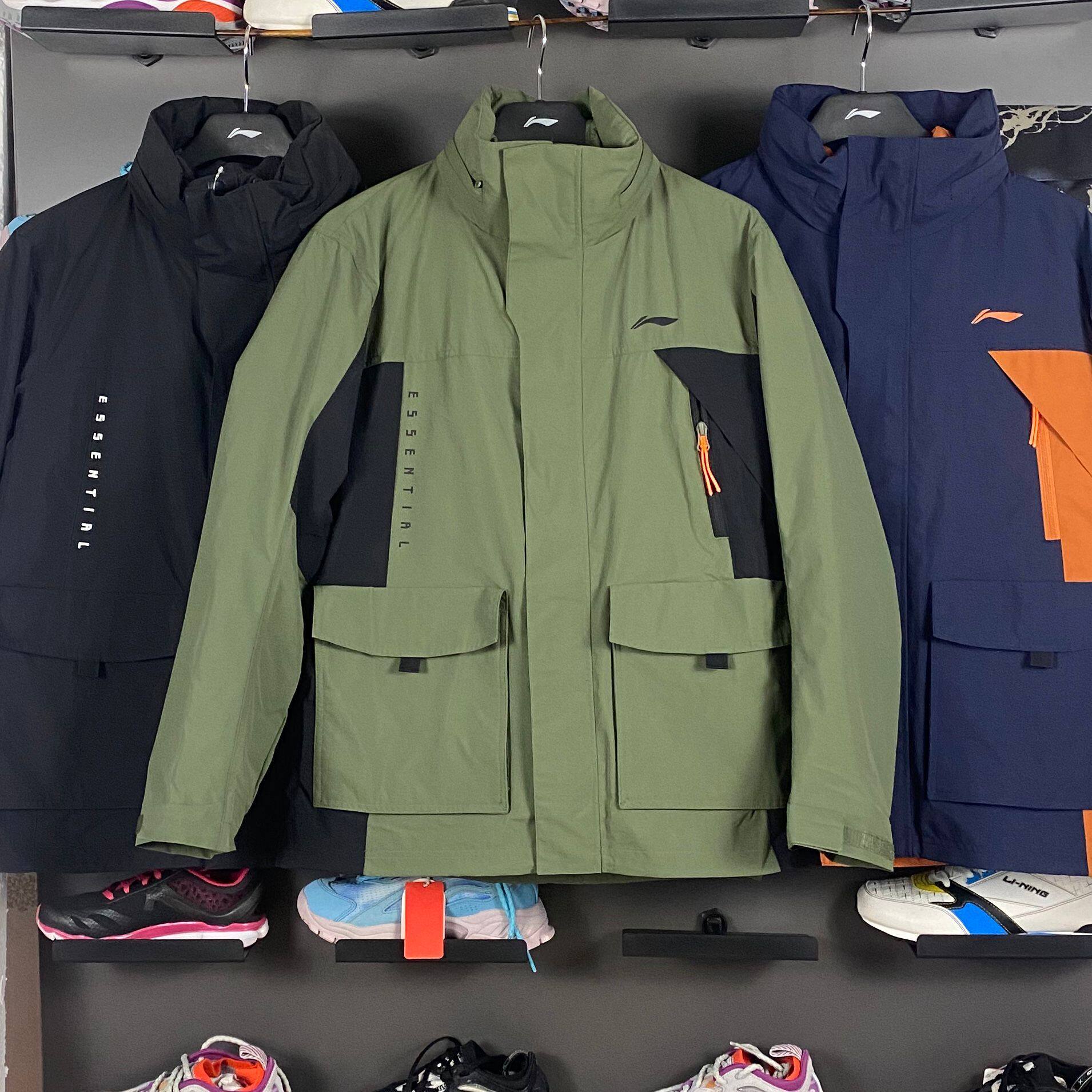 李宁冲锋外套三合一保暖羽绒服内胆运动风衣户外运动风衣