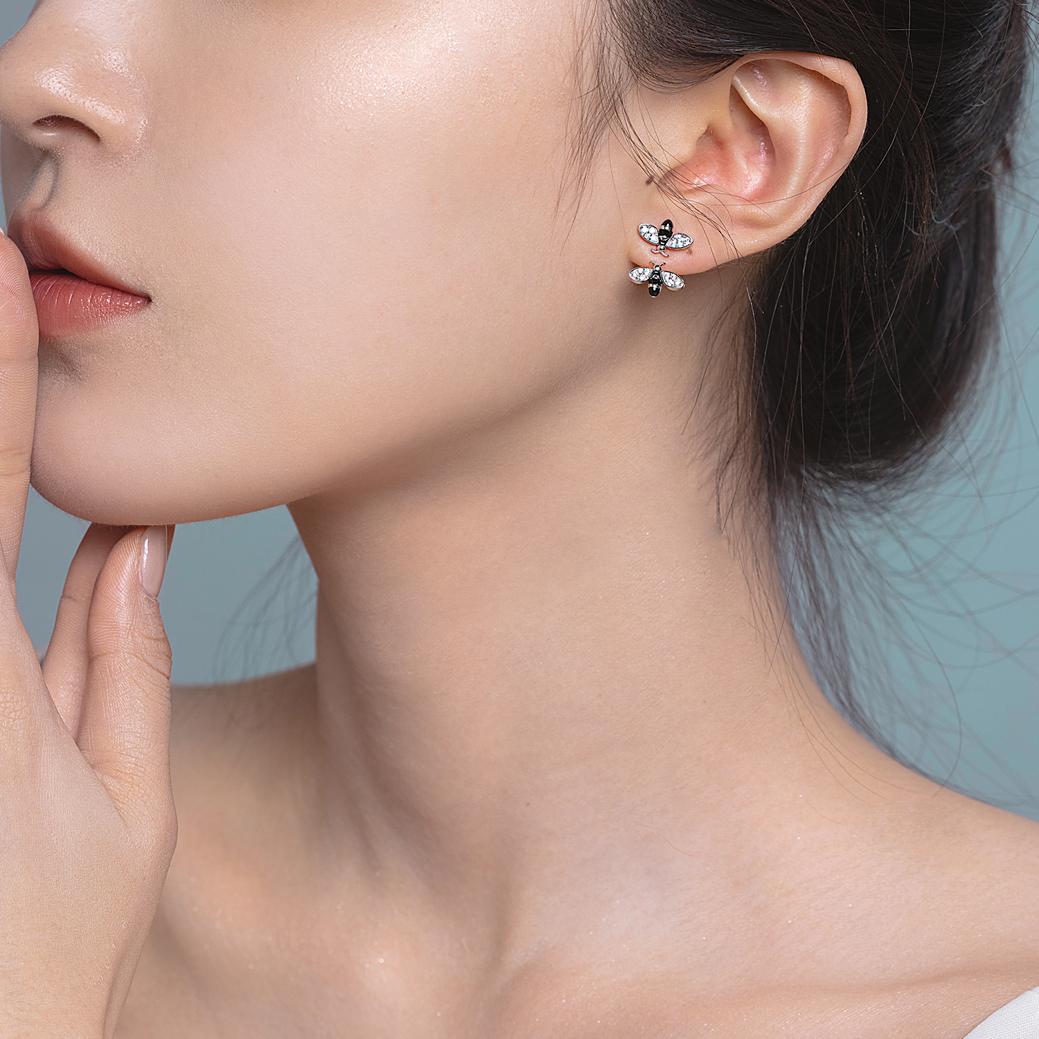 uwen于雯光野蜜蜂耳钉纯银高级小众设计秋冬耳钉