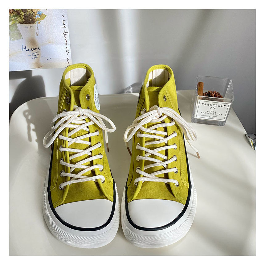 芒果头帆布鞋女高帮同色系单鞋2022年夏季新款帆布鞋