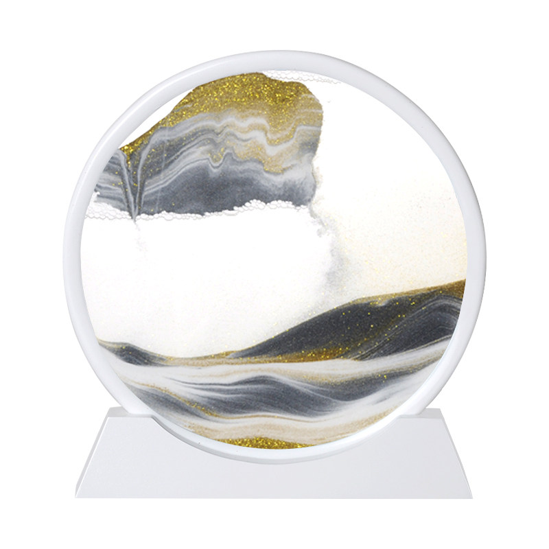 摆件创意3d立体圆形流沙客厅办公室沙画圣诞节摆件