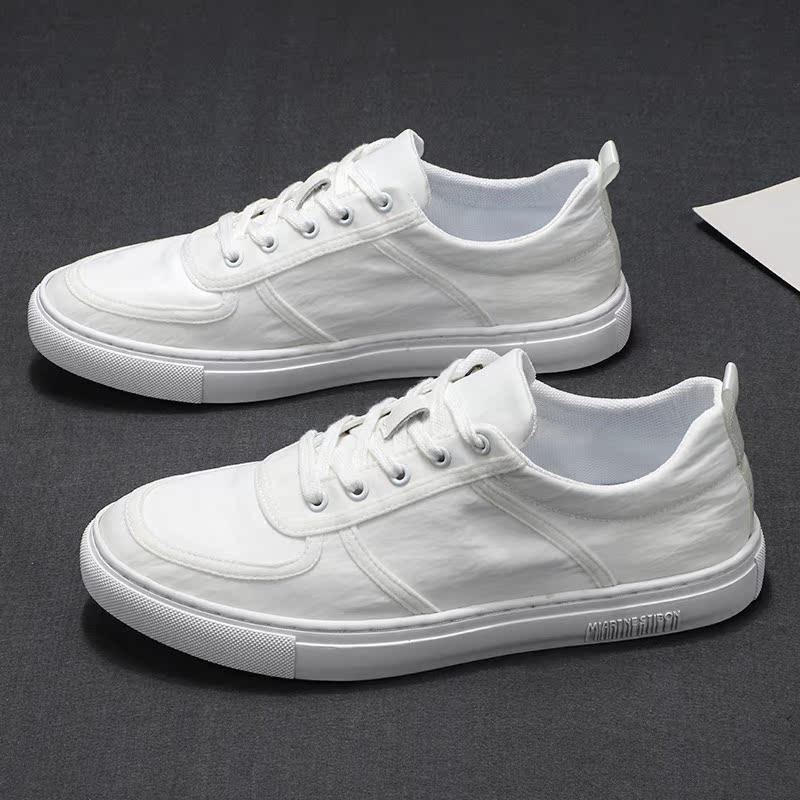 夏季新款帆布鞋男士系带小白鞋韩版百搭透气休闲鞋板鞋潮流鞋子男