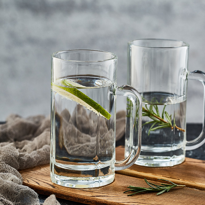 青苹果玻璃杯家用茶饮杯耐热水杯2个