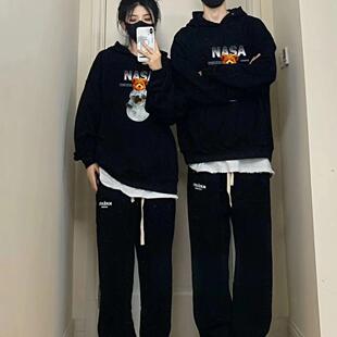 Amickles2025圆领连帽加绒卫衣男女潮牌宽松百搭简约秋季情侣上衣