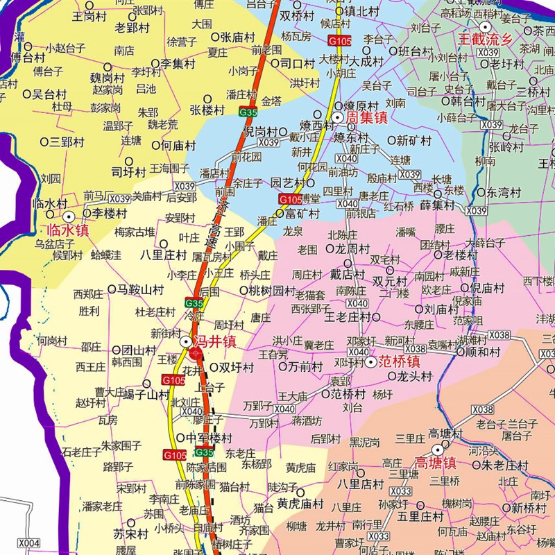 2019年1月安徽省六安市霍邱县交通旅游行政乡镇村落分布地图