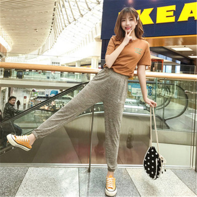 Fairy house pants girl summer and autumn loose slacks nine point bottomed pants elastic waist casual pants wear lantern pants Fairy house pants girl summer and autumn loose slacks nine point bottomed pants elastic waist casual pants wear lantern pants