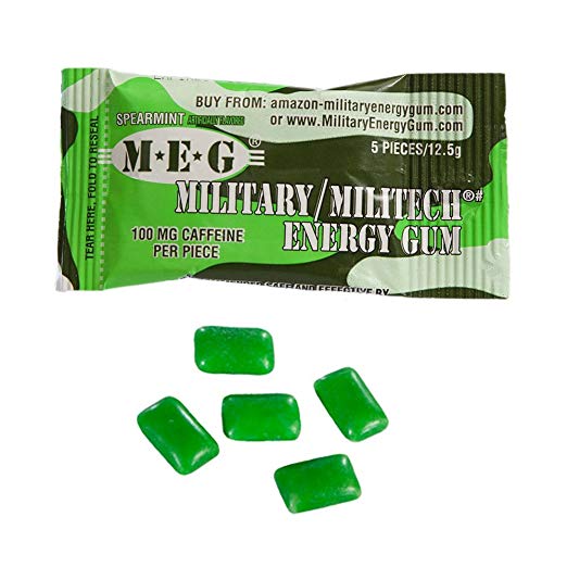 现货美国military军事薄荷咖啡因口香糖提神醒脑开车