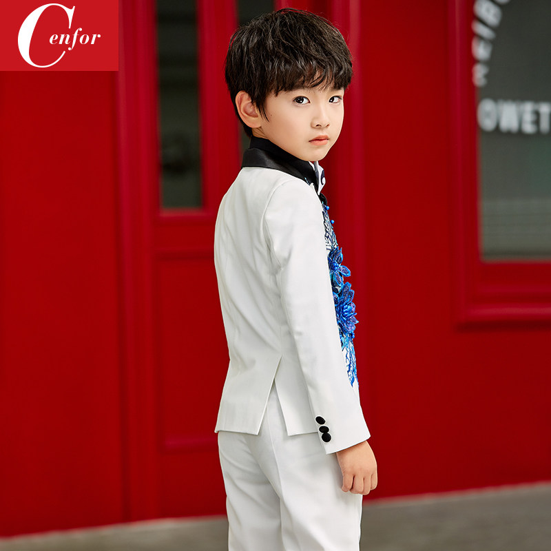 儿童西装套装三件套男童模特走秀演出服装主持人礼服花童小西装男