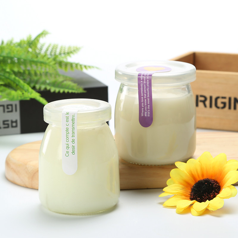 包邮200ml大布丁玻璃酸奶瓶大口牛奶杯果冻瓶慕斯专用送勺子盖子