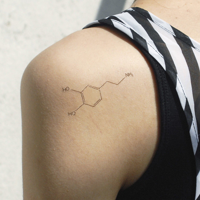 patoo怕痛原创防水纹身贴多巴胺dopamine化学式创意礼物ins