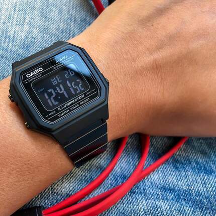 卡西欧casio 反显黑色复古中性表电子表 男女手表黑钢b650wb-1b
