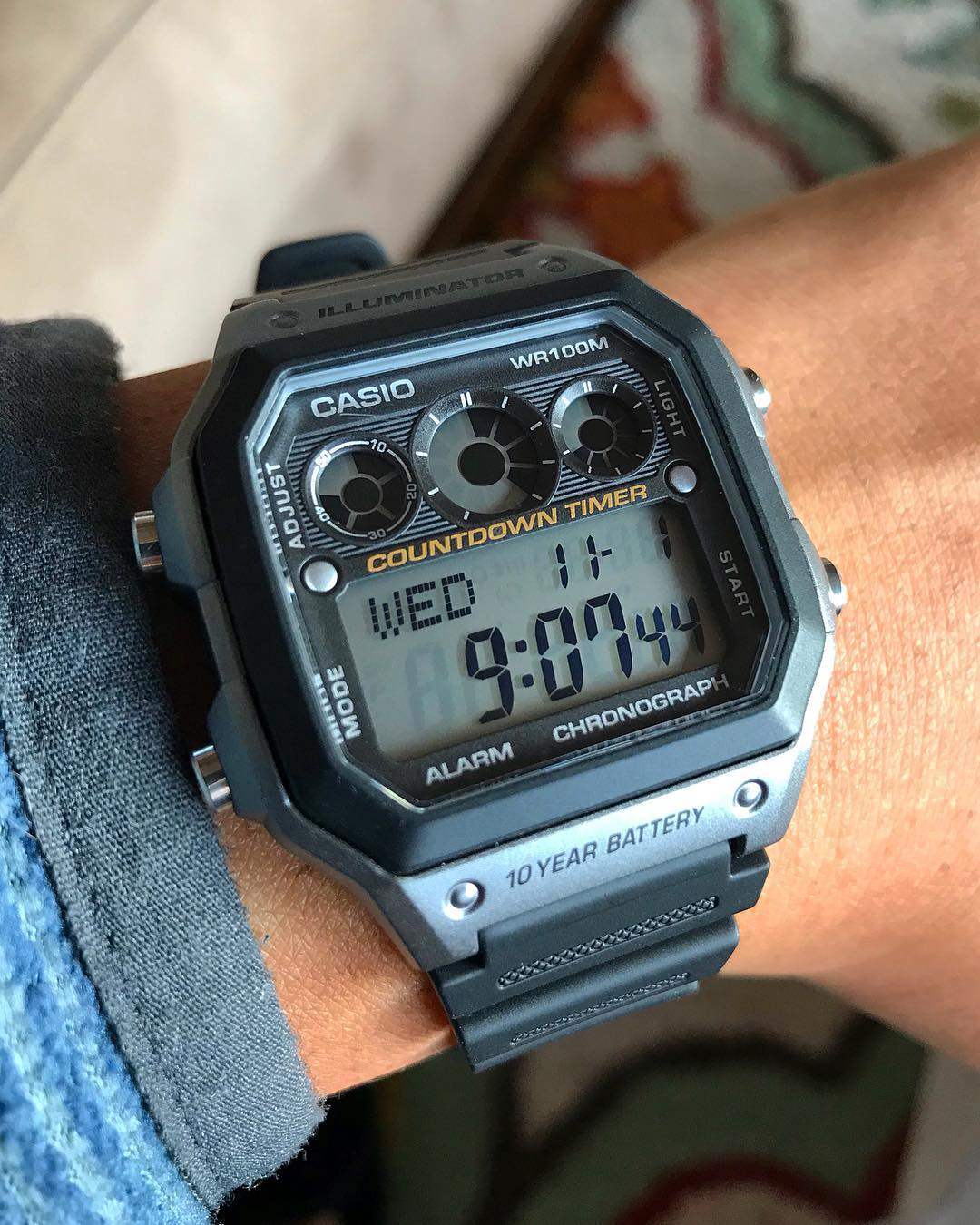 电池十年卡西欧电子表防水运动男表ae12001300wh1a8a日韩腕表