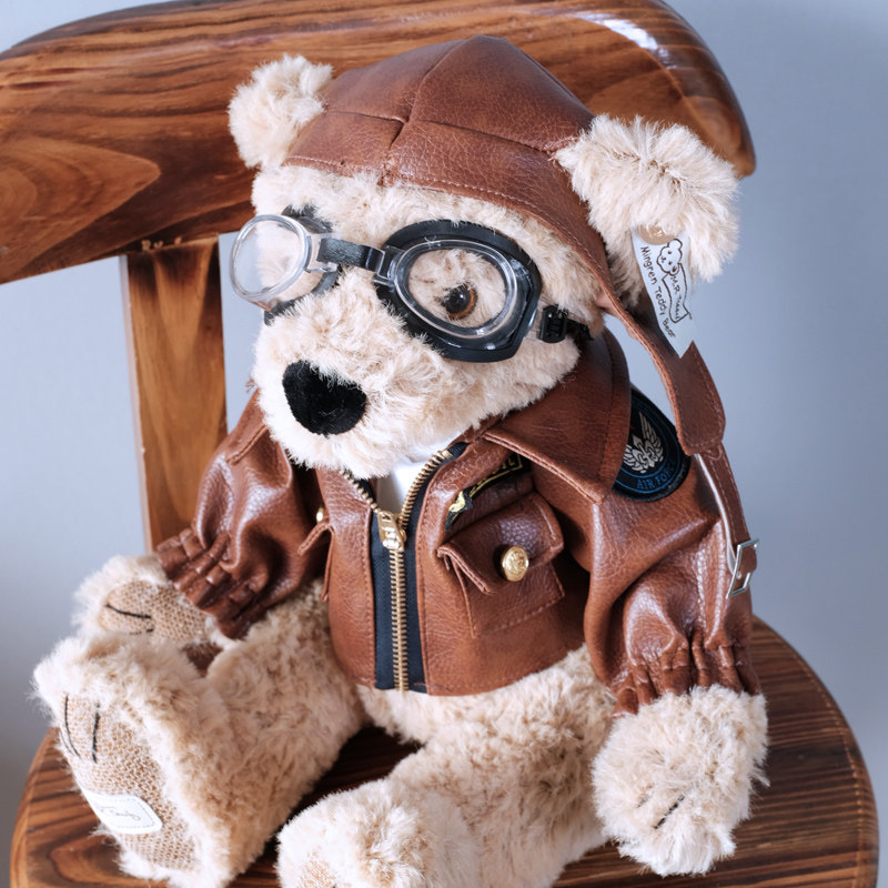玩悦计划质感飞行员泰迪熊公仔经典空军夹克小熊毛绒玩具毛绒布艺类