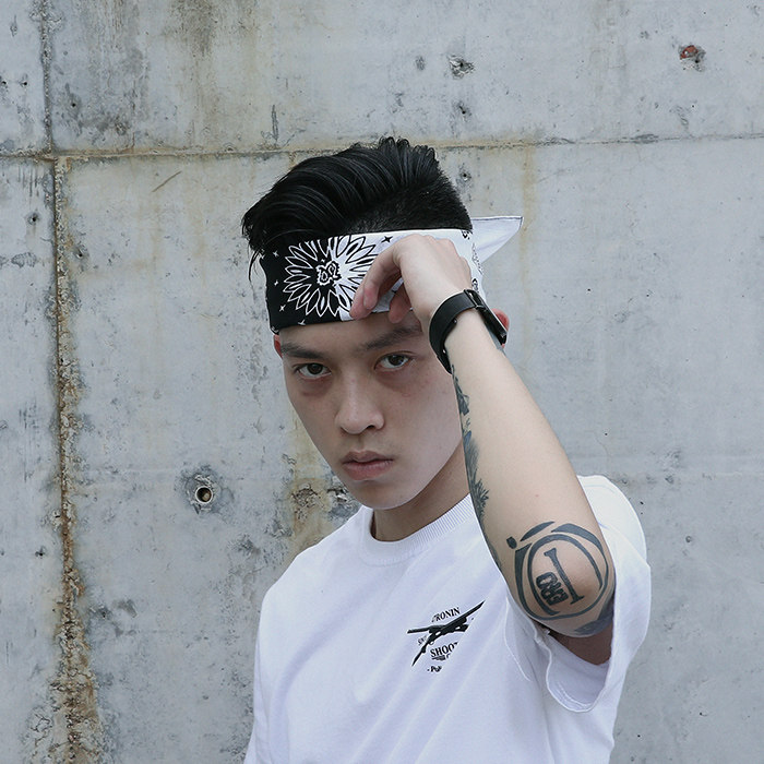 欧美匪帮hiphop面罩拼色腰果花方巾嘻哈街舞围巾围脖遮面头巾发带