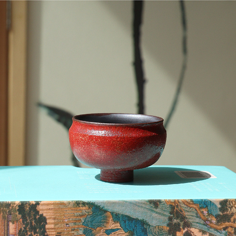 陈俊才杯窑主人茶器钧瓷古风复古中式故宫丝绒茶杯