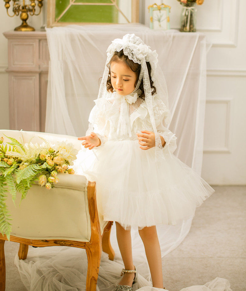 2020新款儿童摄影服装女童6-8岁晚礼服公主裙 拍照花童蓬蓬纱衣裙