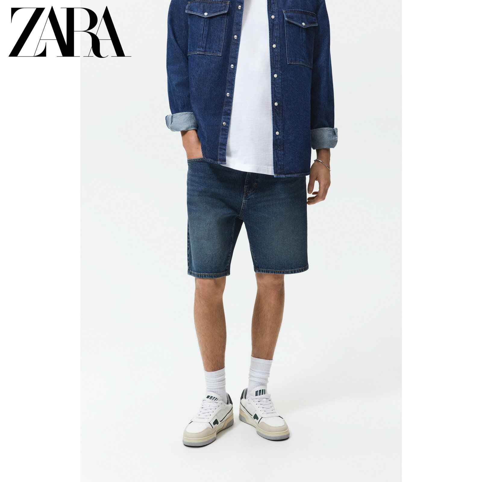 ZARA夏季男装 基本款牛仔休闲短裤 0108435 407
