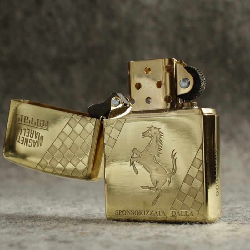 原装正品zippo防风打火机204b纯铜三面蚀刻法拉利zippo