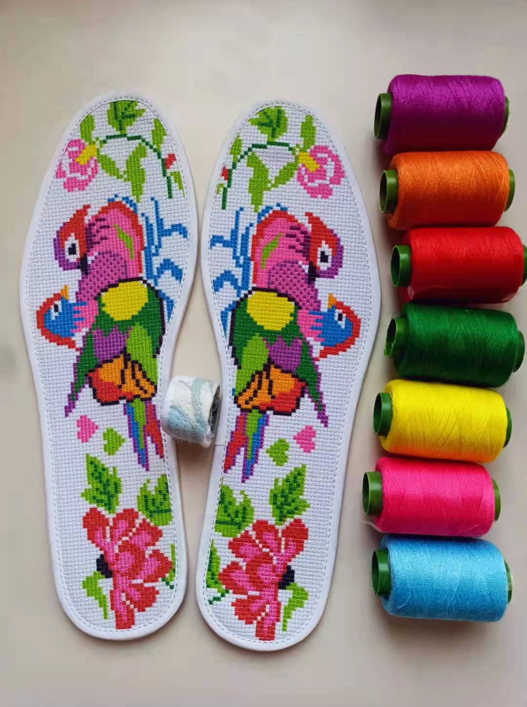 手工不掉掉色印花半成品鞋垫小格针孔6层棉布鞋垫