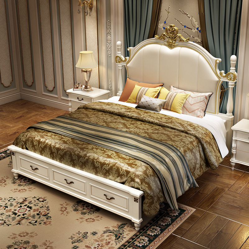 美式双人床实木木床15米现代简约轻奢18米床主欧式实木床