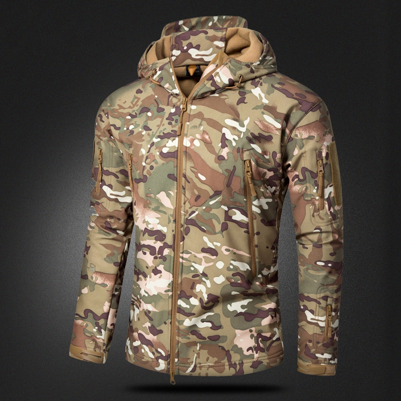 冬季户外鲨鱼皮软壳冲锋衣男女潮牌登山服饰防风防水加绒战术外套