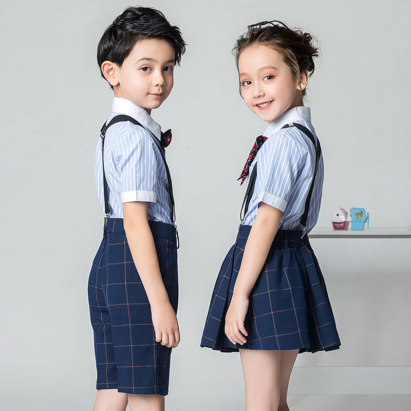 六一演出服花童礼服男女女童背带套装长袖表演儿童演出服