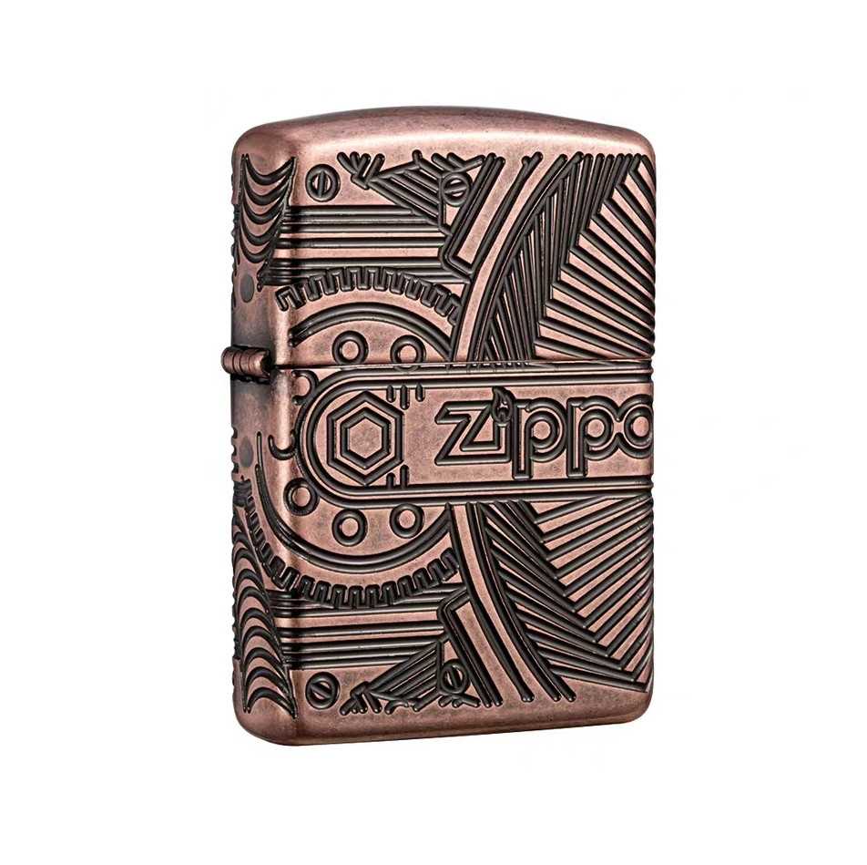 美国原装zippo打火机紫铜盔甲四面环绕深雕机械zippo